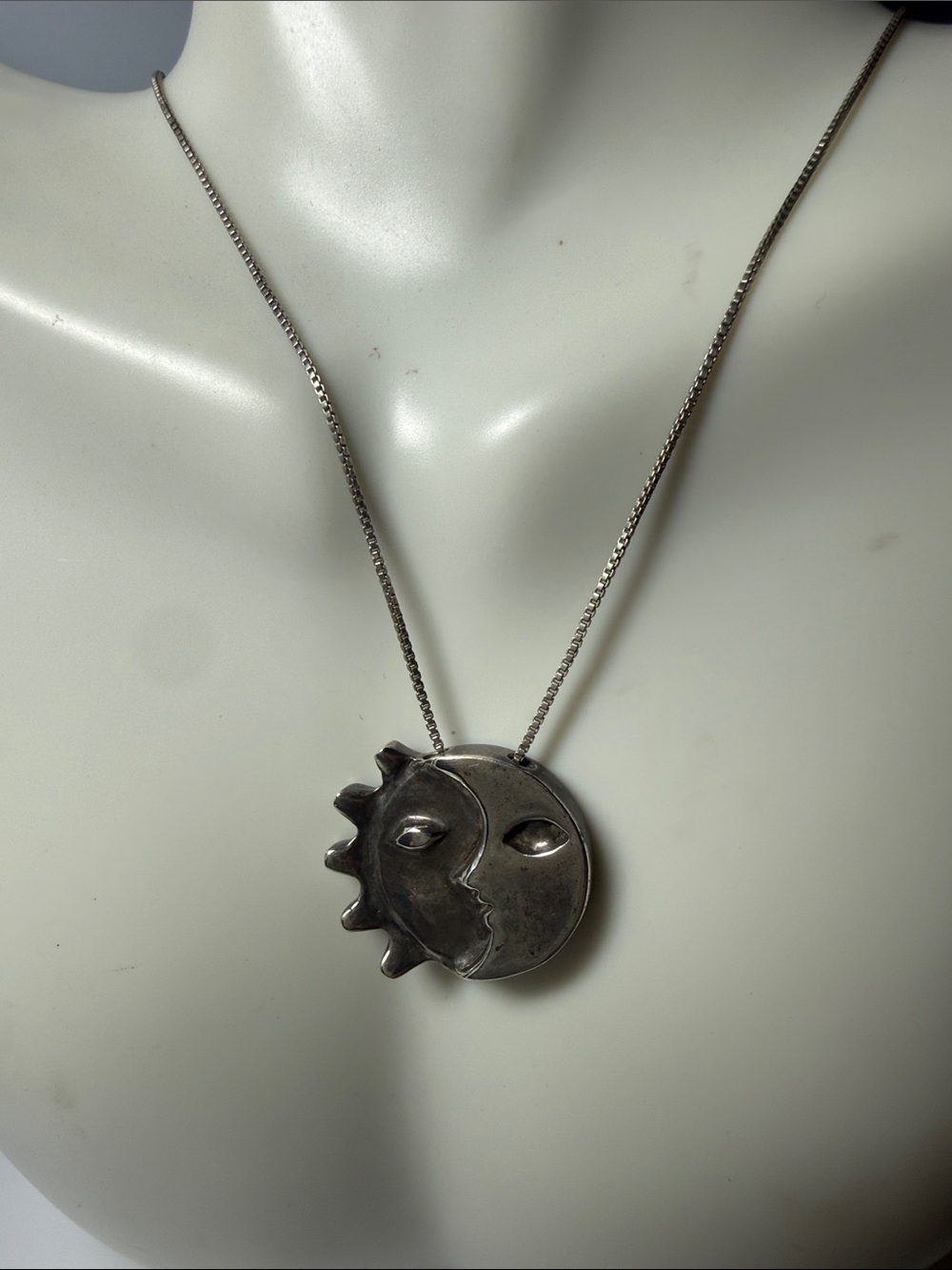 Sterling Celestial Sun & Moon Pendant Necklace